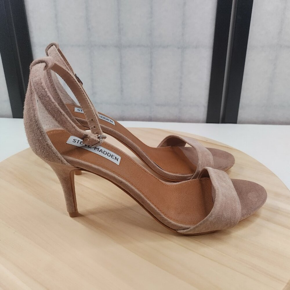 Steve Madden Fantsie Ankle Strap Suede Tan Sandals Women US 8.5M